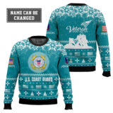 Hooktab US Coast Guard Remember-Honor-Respect - Custom Name, Rank And Years Of Service Ugly Sweater