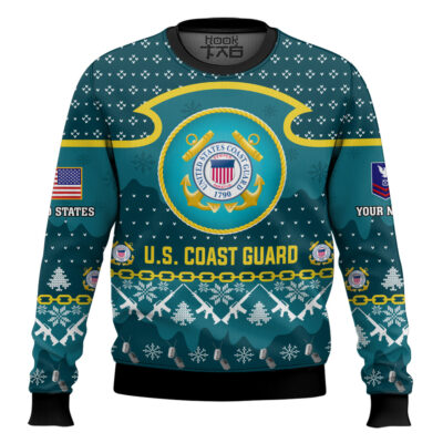Hooktab US Coast Guard Santa's Favorite Veteran - Custom Name And Rank Ugly Sweater