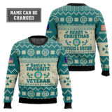 Hooktab US Coast Guard Santa's Favourite Veterans - Custom Name And Rank Ugly Sweater