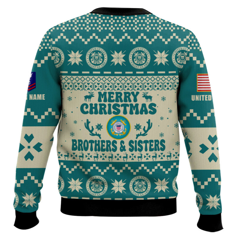 Hooktab US Coast Guard Santa's Favourite Veterans - Custom Name And Rank Ugly Sweater Hooktab US Coast Guard Santa's Favourite Veterans - Custom Name And Rank Ugly Sweater