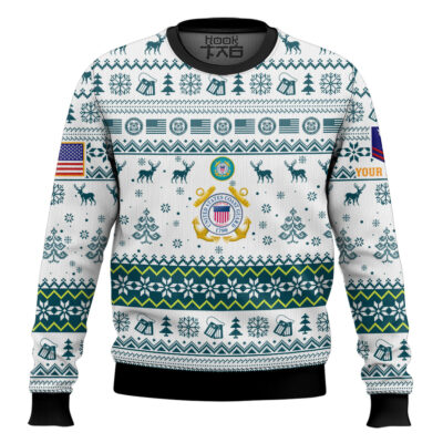 Hooktab US Coast Guard Semper Paratus - Custom Name And Rank Ugly Sweater