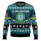 Hooktab US Coast Guard Strong And Brave - Custom Name And Rank Ugly Sweater