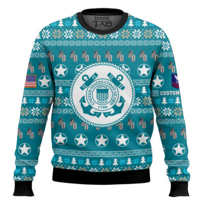 Hooktab US Coast Guard Thank My Brothers And Sisters That Never Came Back - Custom Name And Rank Ugly Sweater