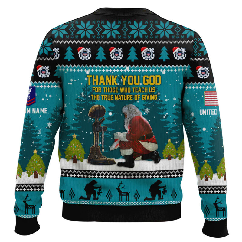 Hooktab US Coast Guard Thank You God - Custom Name And Rank Ugly Sweater Hooktab US Coast Guard Thank You God - Custom Name And Rank Ugly Sweater
