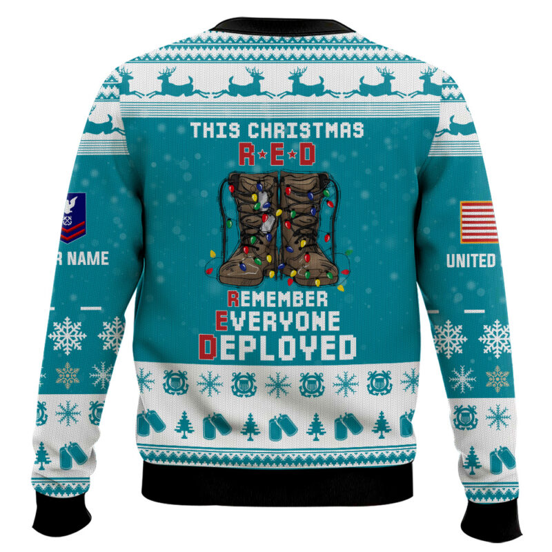 Hooktab US Coast Guard This Christmas R.E.D - Custom Name And Rank Ugly Sweater Hooktab US Coast Guard This Christmas R.E.D - Custom Name And Rank Ugly Sweater