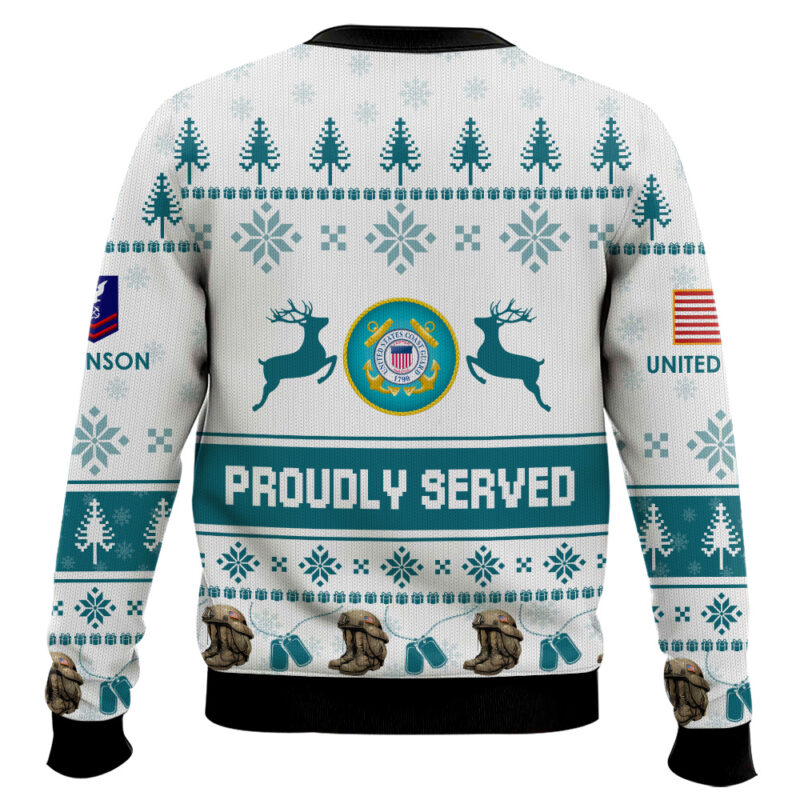 Hooktab US Coast Guard Veteran Proudly Served - Custom Name And Rank Ugly Sweater Hooktab US Coast Guard Veteran Proudly Served - Custom Name And Rank Ugly Sweater