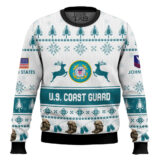 Hooktab US Coast Guard Veteran Proudly Served - Custom Name And Rank Ugly Sweater