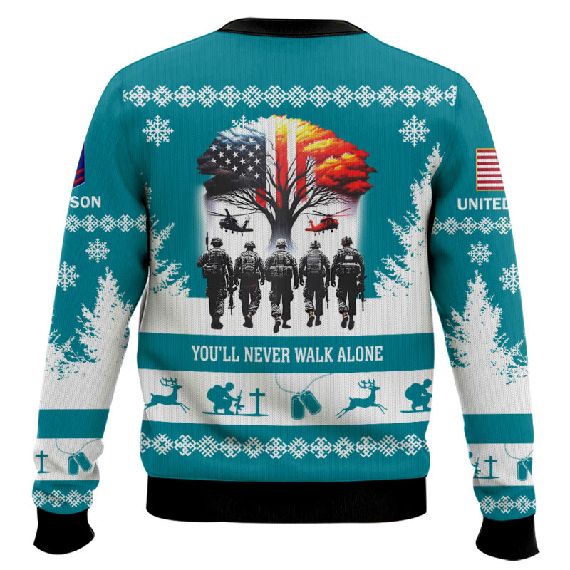 Hooktab US Coast Guard You'll Never Walk Alone - Custom Name and Rank Ugly Sweater Hooktab US Coast Guard You'll Never Walk Alone - Custom Name and Rank Ugly Sweater