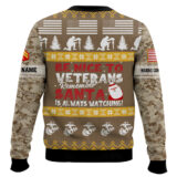 Hooktab US Marine Corps Be Nice To Veterans Remember Santa Is Always Watching - Custom Name And Rank Ugly Sweater
