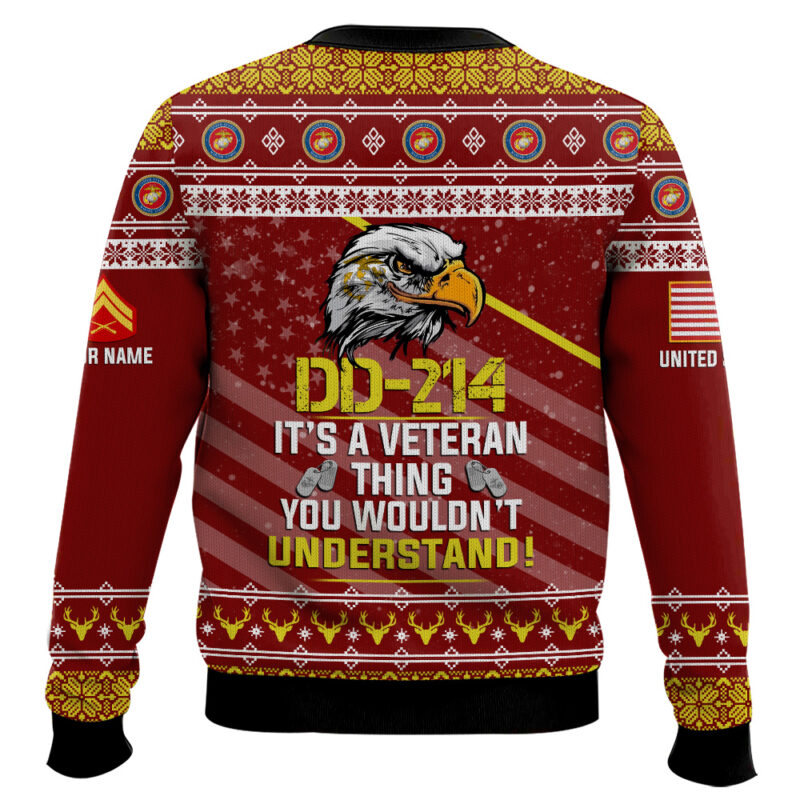 Hooktab US Marine Corps DD-214 It's A Veteran Thing You Wouldn't Understand - Custom Name And Rank Ugly Sweater Hooktab US Marine Corps DD-214 It's A Veteran Thing You Wouldn't Understand - Custom Name And Rank Ugly Sweater