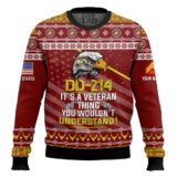Hooktab US Marine Corps DD-214 It's A Veteran Thing You Wouldn't Understand - Custom Name And Rank Ugly Sweater