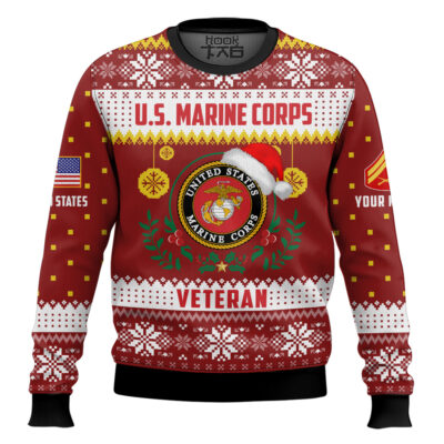 Hooktab US Marine Corps Don't Judge What You Don't Understand - Custom Name And Rank Ugly Sweater