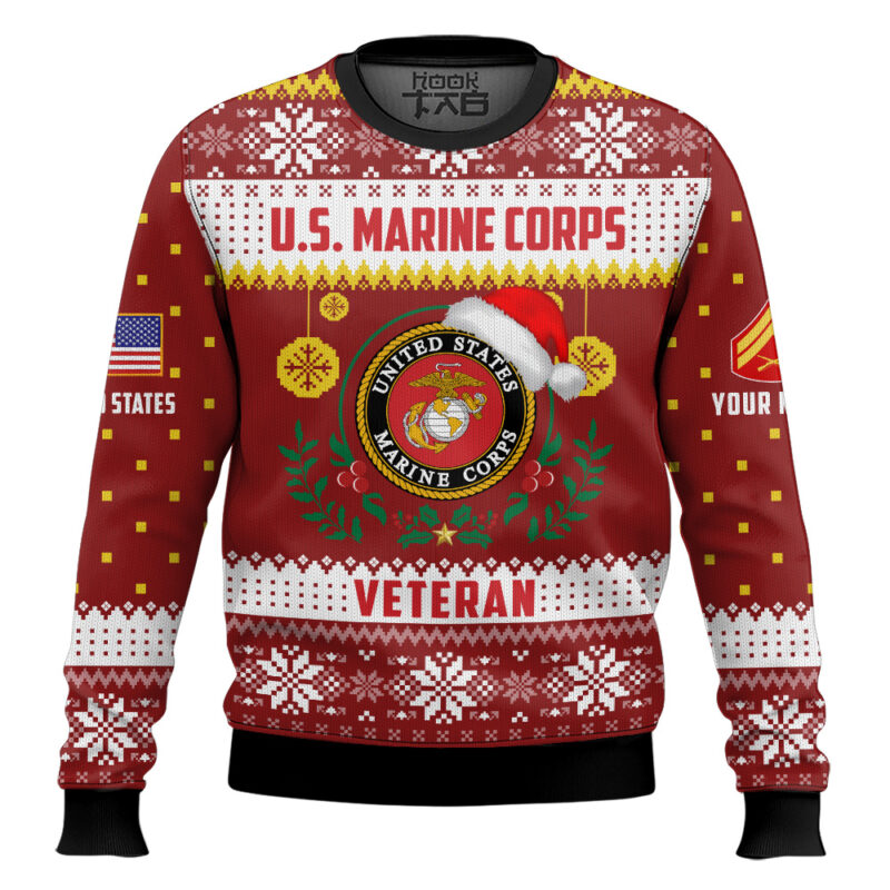 Hooktab US Marine Corps Don't Judge What You Don't Understand - Custom Name And Rank Ugly Sweater