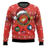 Hooktab US Marine Corps Freedom Is The Gift You Didn't Know You Needed - Custom Name And Rank Ugly Sweater