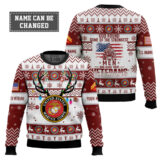 Hooktab US Marine Corps God Found The Strongest Men And Made Them Veteran - Custom Name And Rank Ugly Sweater