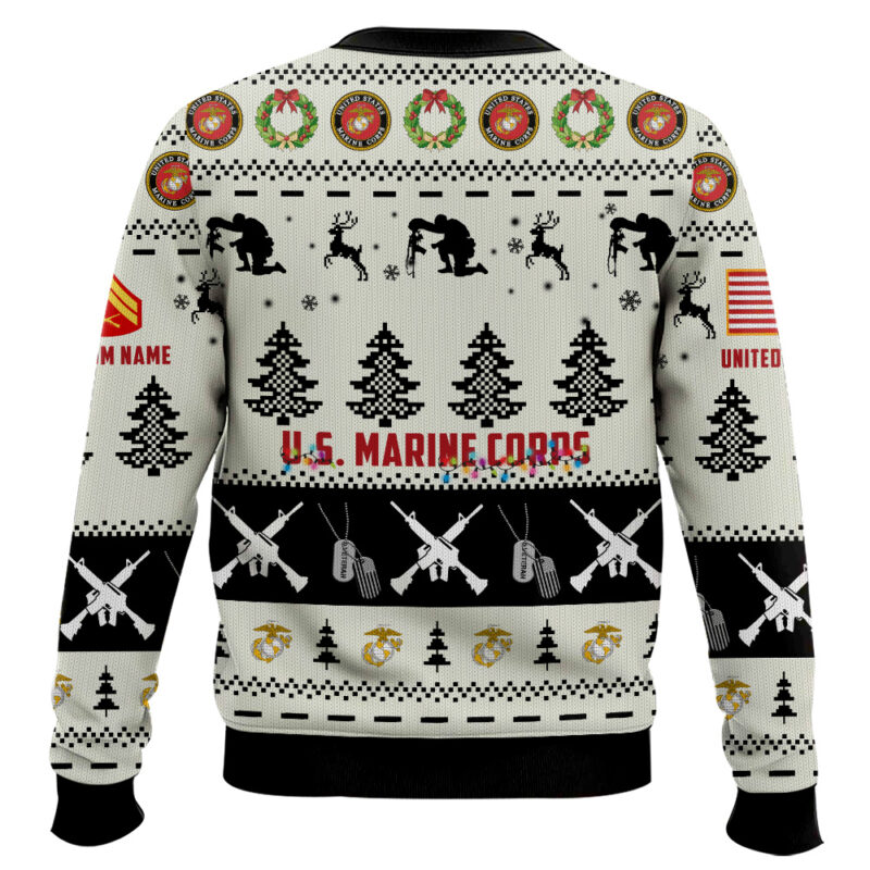 Hooktab US Marine Corps Honor the Fallen! - Custom Name And Rank Ugly Sweater Hooktab US Marine Corps Honor the Fallen! - Custom Name And Rank Ugly Sweater