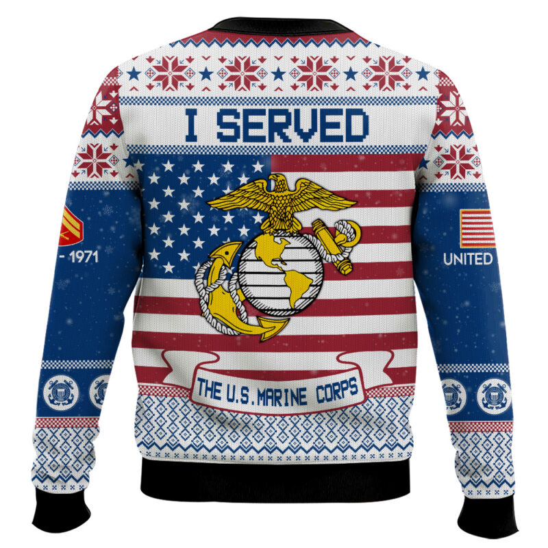 Hooktab US Marine Corps I Served - Custom Name, Rank And Years Of Service Ugly Sweater Hooktab US Marine Corps I Served - Custom Name, Rank And Years Of Service Ugly Sweater