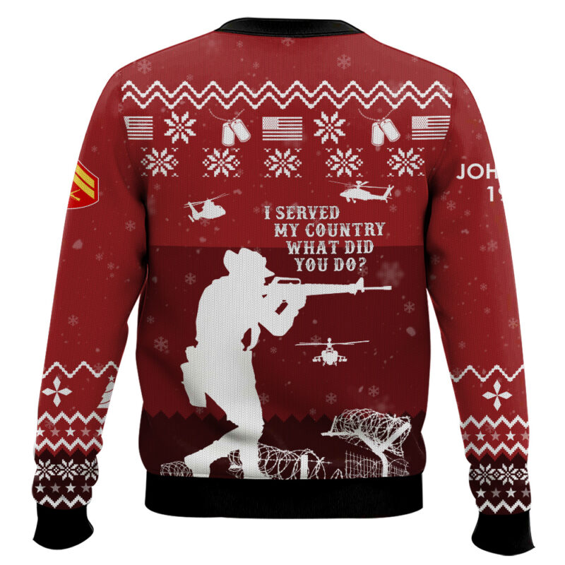 Hooktab US Marine Corps I Served My Country - Custom Name, Rank And Years Of Service Ugly Sweater Hooktab US Marine Corps I Served My Country - Custom Name, Rank And Years Of Service Ugly Sweater