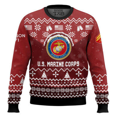 Hooktab US Marine Corps I Served My Country - Custom Name, Rank And Years Of Service Ugly Sweater