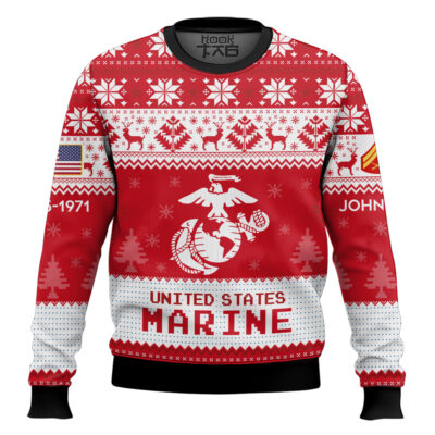 Hooktab US Marine Corps I Served My Country What Did You Do - Custom Name, Rank And Years Of Service Ugly Sweater