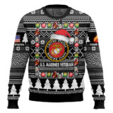 Hooktab US Marine Corps I'm A Veteran, Of Course I'm On The Nice List - Custom Name And Rank Ugly Sweater