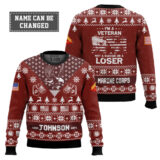 Hooktab US Marine Corps I'm Veteran Not A Sucker Or A Loser - Custom Name, Rank And Year Of Service Ugly Sweater