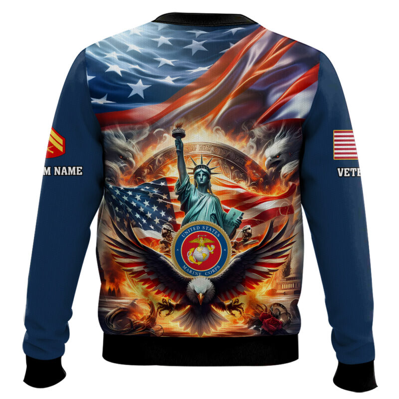 Hooktab US Marine Corps Liberty Eagle - Custom Name, Rank And Years Of Service Ugly Sweater Hooktab US Marine Corps Liberty Eagle - Custom Name, Rank And Years Of Service Ugly Sweater