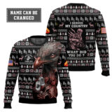 Hooktab US Marine Corps Liberty Eagle I Served My Country - Custom Name And Rank Ugly Sweater