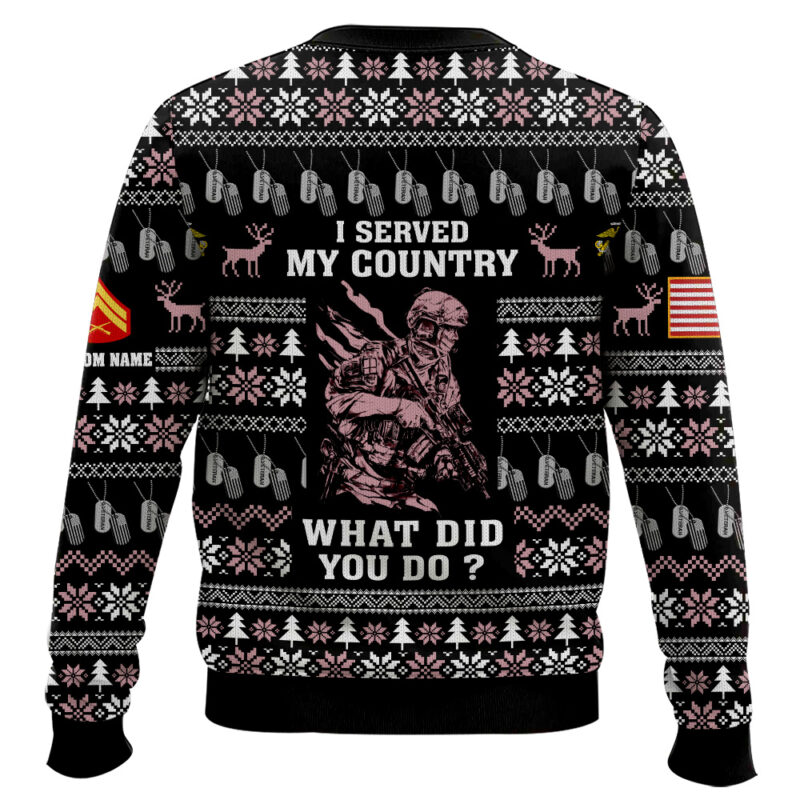 Hooktab US Marine Corps Liberty Eagle I Served My Country - Custom Name And Rank Ugly Sweater Hooktab US Marine Corps Liberty Eagle I Served My Country - Custom Name And Rank Ugly Sweater