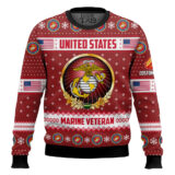 Hooktab US Marine Corps Merry Christmas Brothers And Sisters - Custom Name And Rank Ugly Sweater