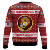 Hooktab US Marine Corps Merry Christmas Brothers And Sisters - Custom Name And Rank Ugly Sweater