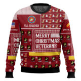 Hooktab US Marine Corps Merry Christmas Veterans - Custom Name And Rank Ugly Sweater