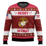 Hooktab US Marine Corps Merry Vetmas - Custom Name And Years Of Service Ugly Sweater
