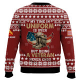 Hooktab US Marine Corps My Time In Uniform Is Over But Being A Veteran Never Ends - Custom Name And Rank Ugly Sweater