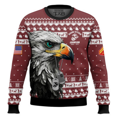 Hooktab US Marine Corps Nobody Gives Me This Title I Earned It - Custom Name, Rank And Years Of Service Ugly Sweater