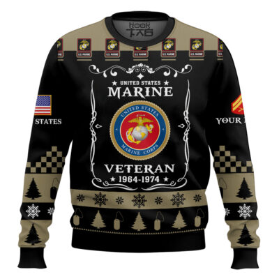 Hooktab US Marine Corps Once I Took a Solemn Oath - Custom Name And Rank Ugly Sweater