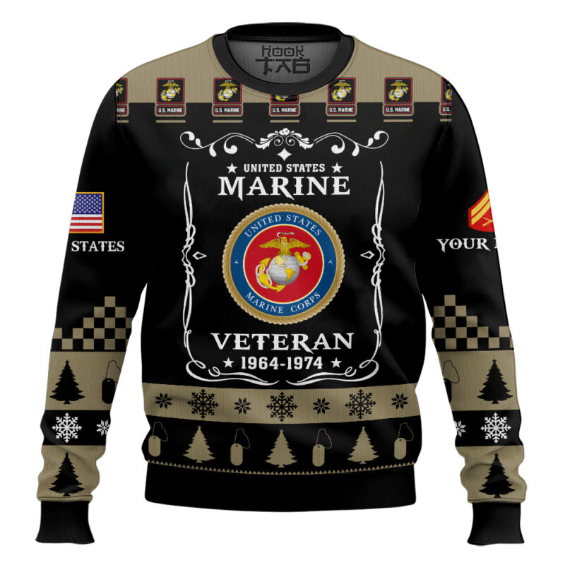 Hooktab US Marine Corps Once I Took a Solemn Oath - Custom Name And Rank Ugly Sweater