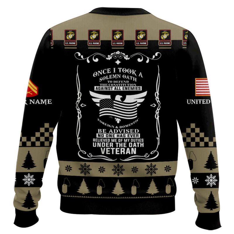 Hooktab US Marine Corps Once I Took a Solemn Oath - Custom Name And Rank Ugly Sweater Hooktab US Marine Corps Once I Took a Solemn Oath - Custom Name And Rank Ugly Sweater
