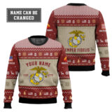 Hooktab US Marine Corps Proud Motto - Custom Name, Rank And Years Of Service Ugly Sweater