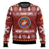 Hooktab US Marine Corps Proud Veteran - Custom Name, Rank And Years Of Service Ugly Sweater