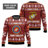 Hooktab US Marine Corps Proud Veteran - Custom Name, Rank And Years Of Service Ugly Sweater