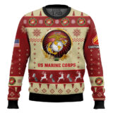 Hooktab US Marine Corps Proudly Served - Custom Name And Rank Ugly Sweater