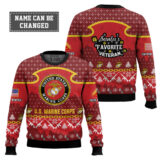Hooktab US Marine Corps Santa's Favorite Veteran - Custom Name And Rank Ugly Sweater