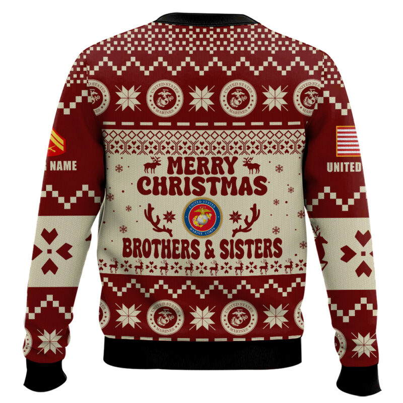 Hooktab US Marine Corps Santa's Favourite Veterans - Custom Name And Rank Ugly Sweater Hooktab US Marine Corps Santa's Favourite Veterans - Custom Name And Rank Ugly Sweater