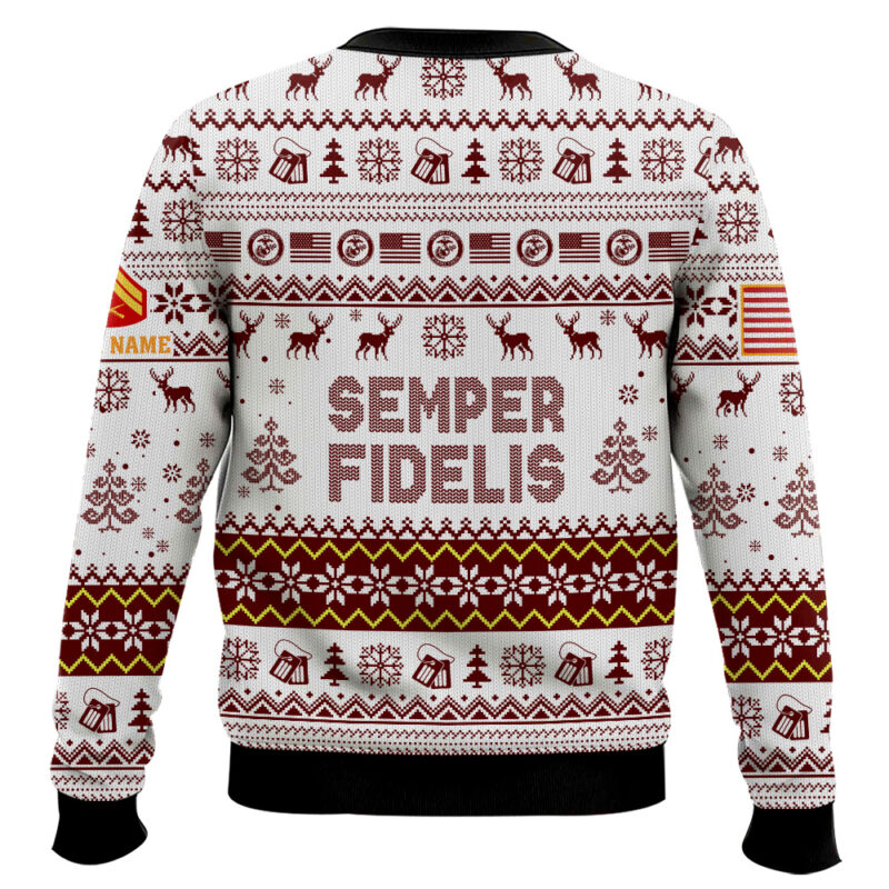 Hooktab US Marine Corps Semper Fidelis - Custom Name And Rank Ugly Sweater Hooktab US Marine Corps Semper Fidelis - Custom Name And Rank Ugly Sweater