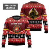 Hooktab US Marine Corps Strong And Brave - Custom Name And Rank Ugly Sweater