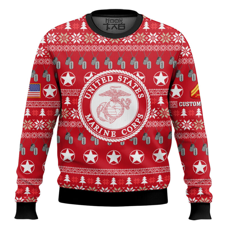 Hooktab US Marine Corps Thank My Brothers And Sisters That Never Came Back - Custom Name And Rank Ugly Sweater