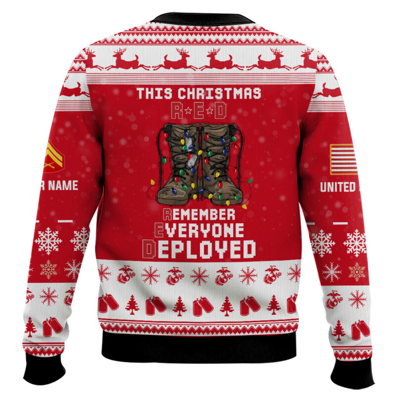 Hooktab US Marine Corps This Christmas R.E.D - Custom Name And Rank Ugly Sweater Hooktab US Marine Corps This Christmas R.E.D - Custom Name And Rank Ugly Sweater