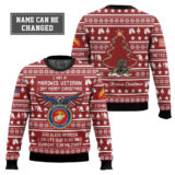 Hooktab US Marine Corps Veteran Merry Christmas - Custom Name And Rank Ugly Sweater