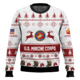 Hooktab US Marine Corps Veteran Proudly Served - Custom Name And Rank Ugly Sweater